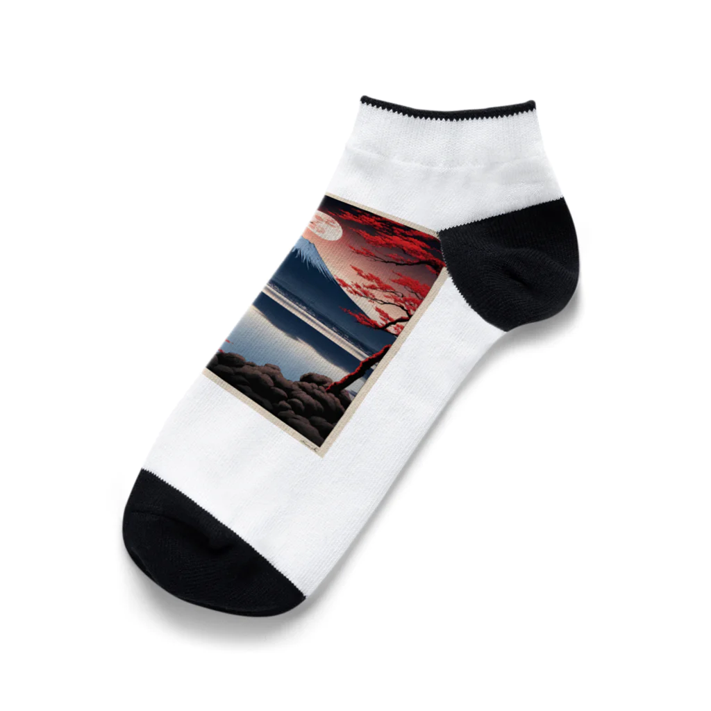Suzurin’s Creationsの月と赤富士prt1 Ankle Socks