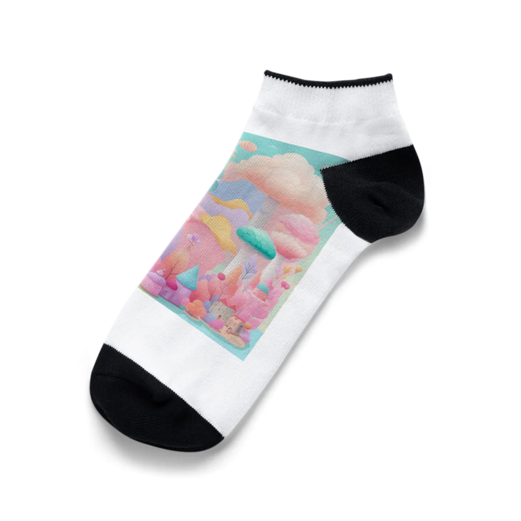 千裕アトリエ（いつもありがとう）のキノコのアート Ankle Socks