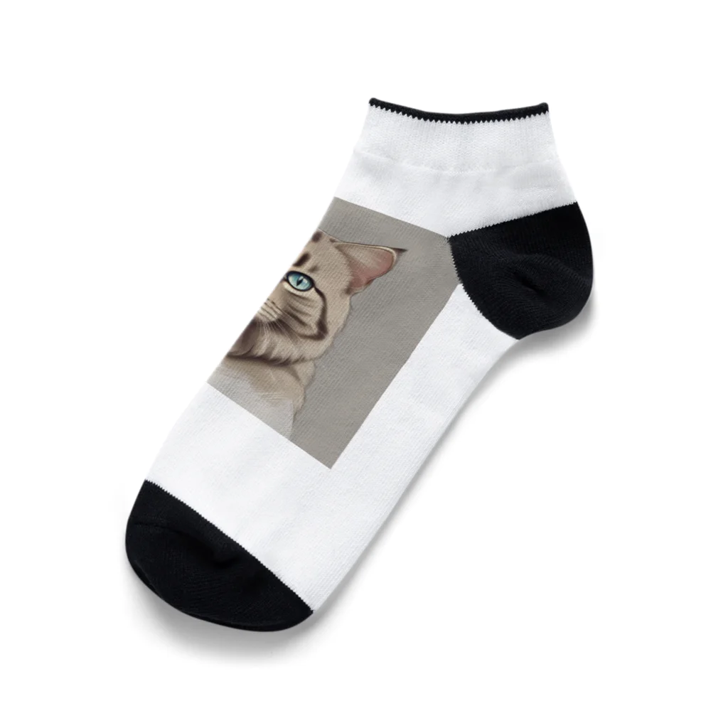 うねうねキャッチのエレガントなネコ Ankle Socks