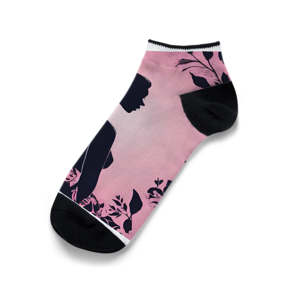 asm193のかわいい女の子の影絵 Ankle Socks