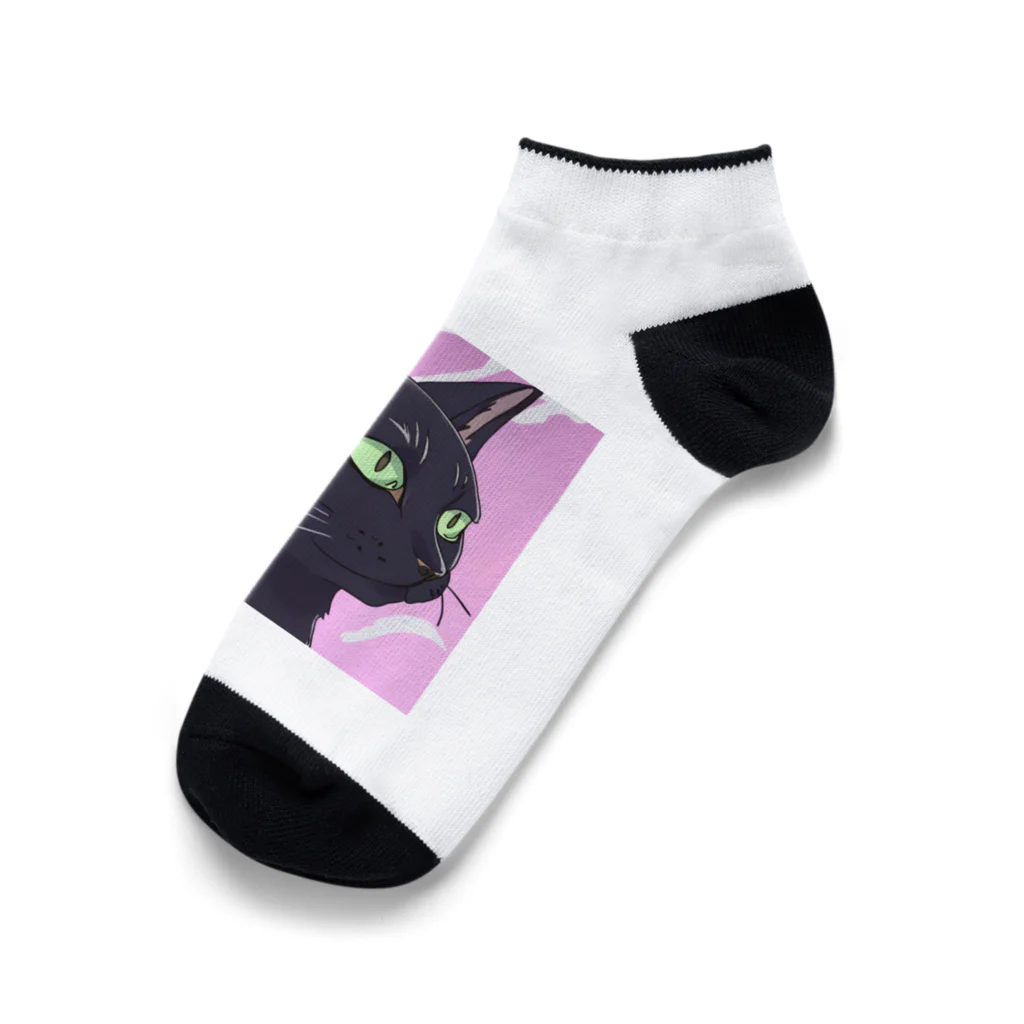 73GTCのかっこいい黒猫3 Ankle Socks