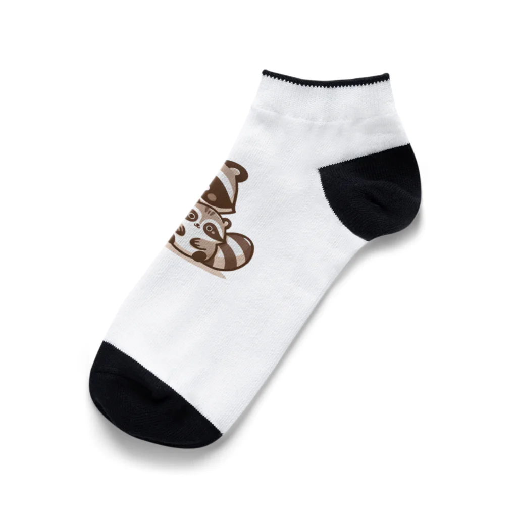 mitsu5872のほのぼのアライグマ家族物語 Ankle Socks