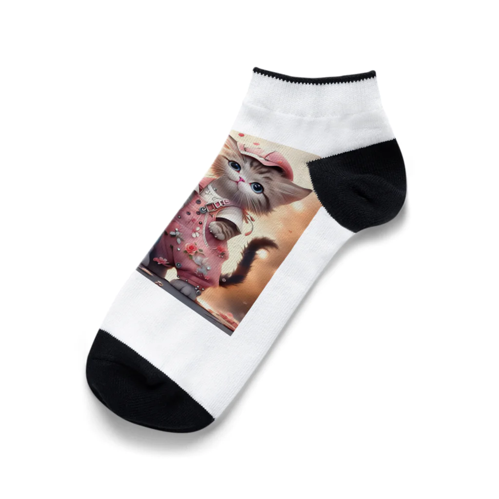 zhaoyushuangの可愛い子猫イラスト Ankle Socks