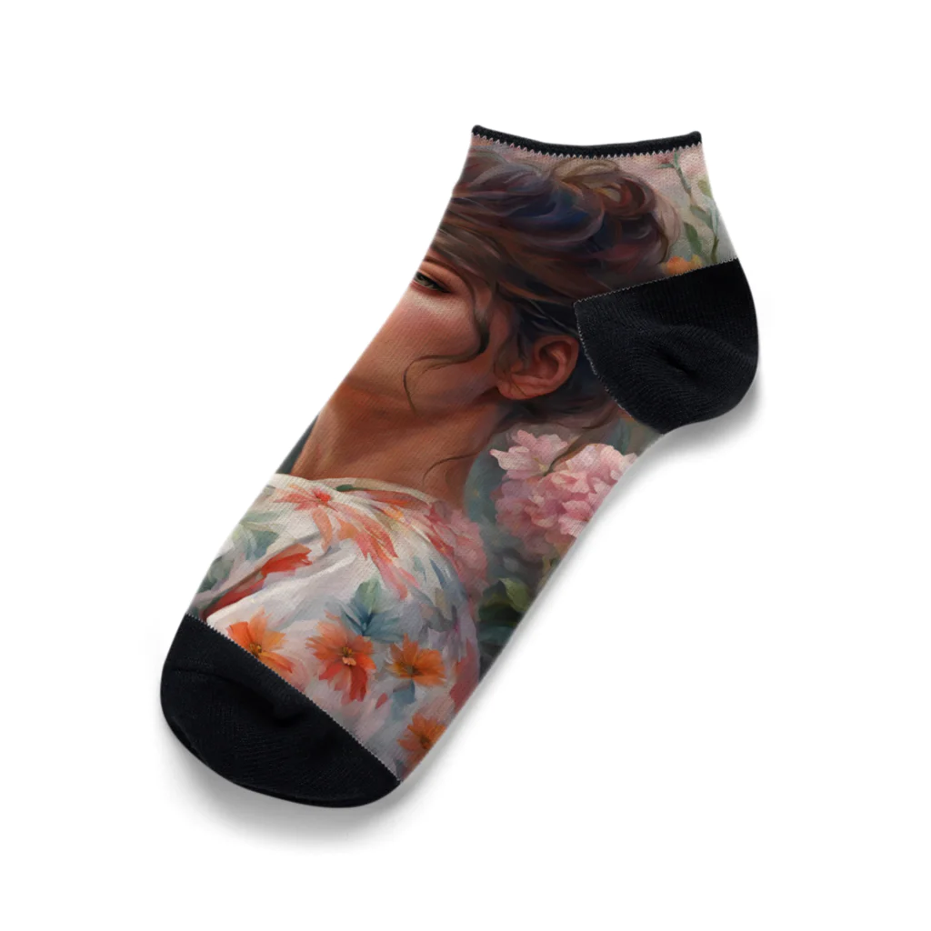 Olivi　Styleの花の中で呼び止められる女性 Ankle Socks