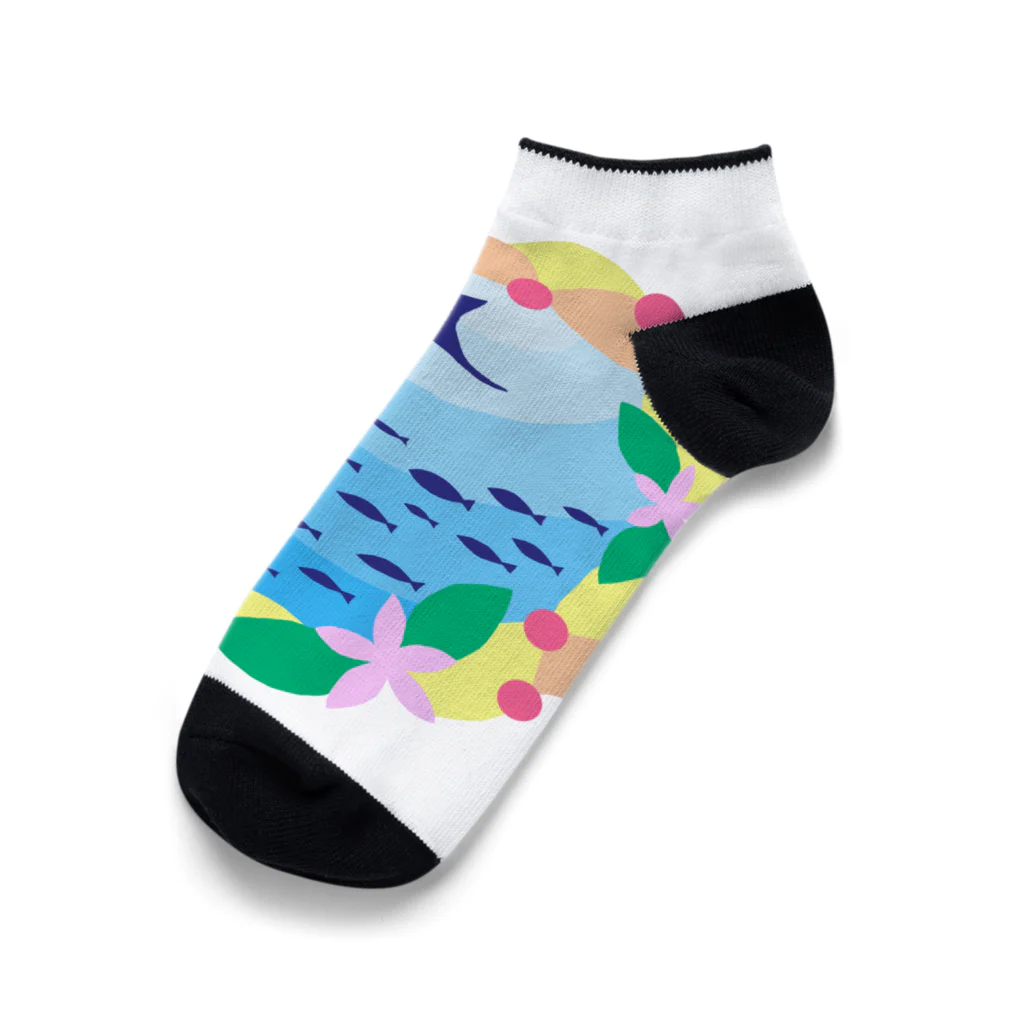 r0no527のリースとお魚たち Ankle Socks