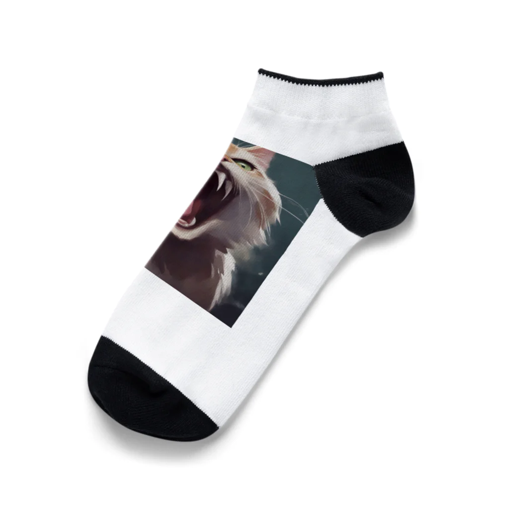 oekakishopのシャーッする猫 Ankle Socks