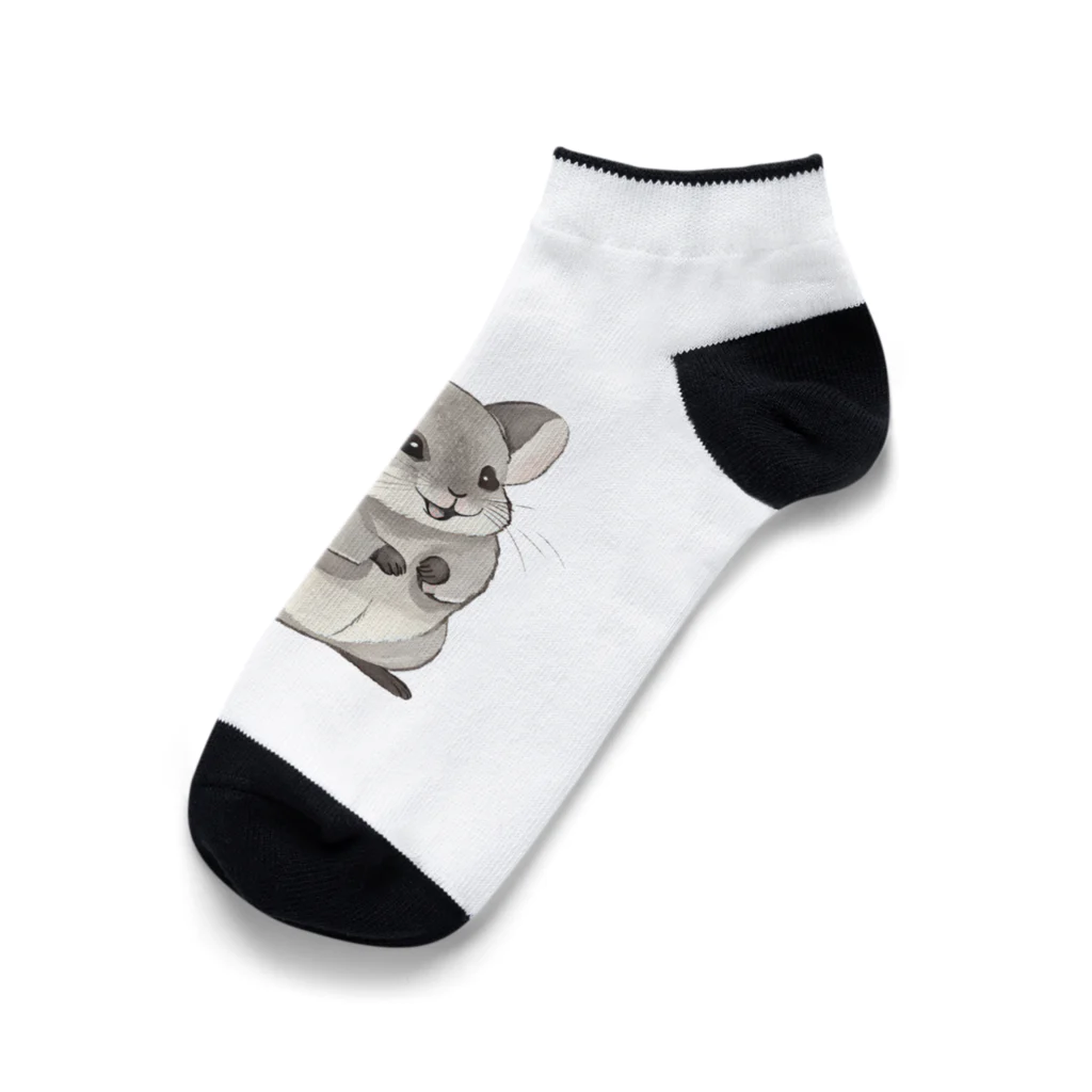 げっ歯類☆LOVER'sのわくわくして餌を待つチンチラ Ankle Socks