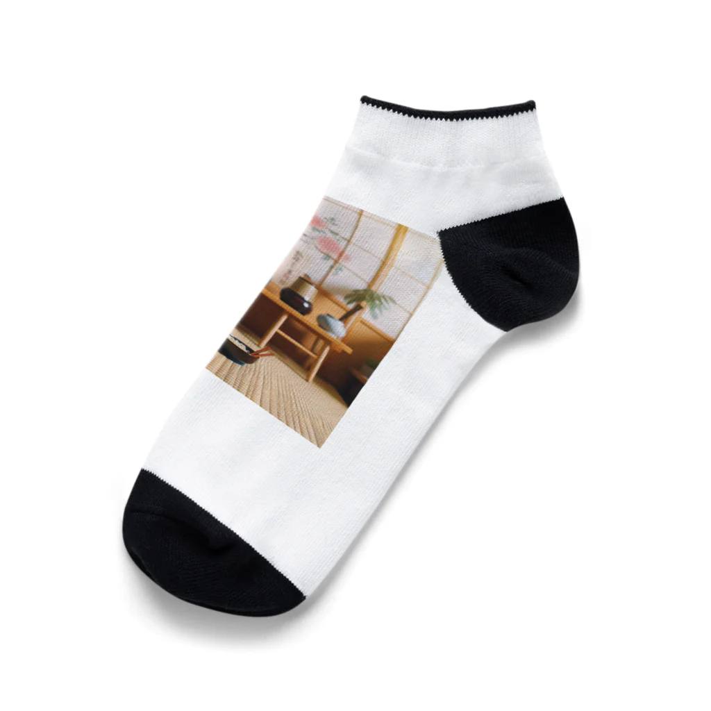 ベルギービールバー麦酒本舗公式グッズのラーメン猫３ Ankle Socks