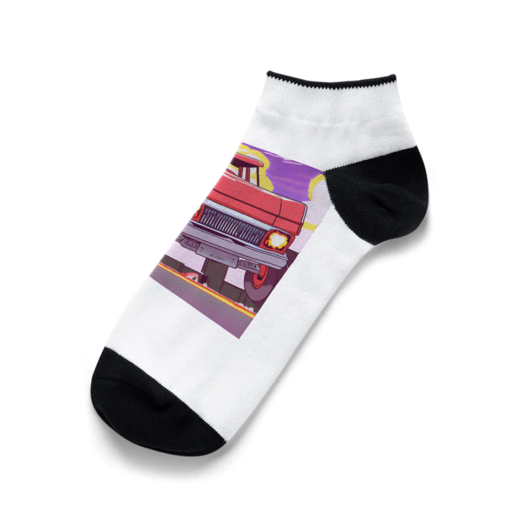 マッドシンのホットロッド　イラスト　ノスタルジック Ankle Socks