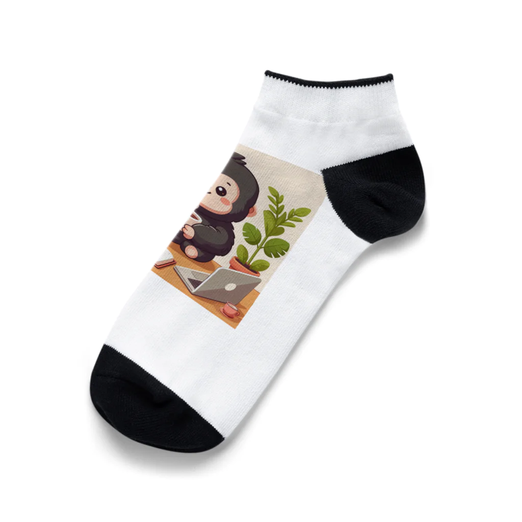 星パンダショップのほっこりコーヒーごりら君 Ankle Socks