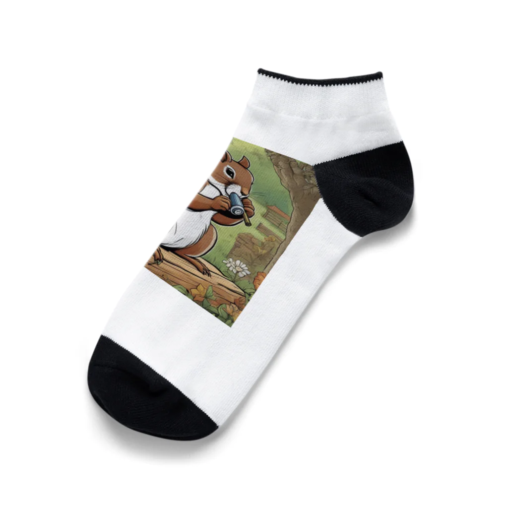 mari0909のユーモアたっぷりの可愛らしいリス Ankle Socks