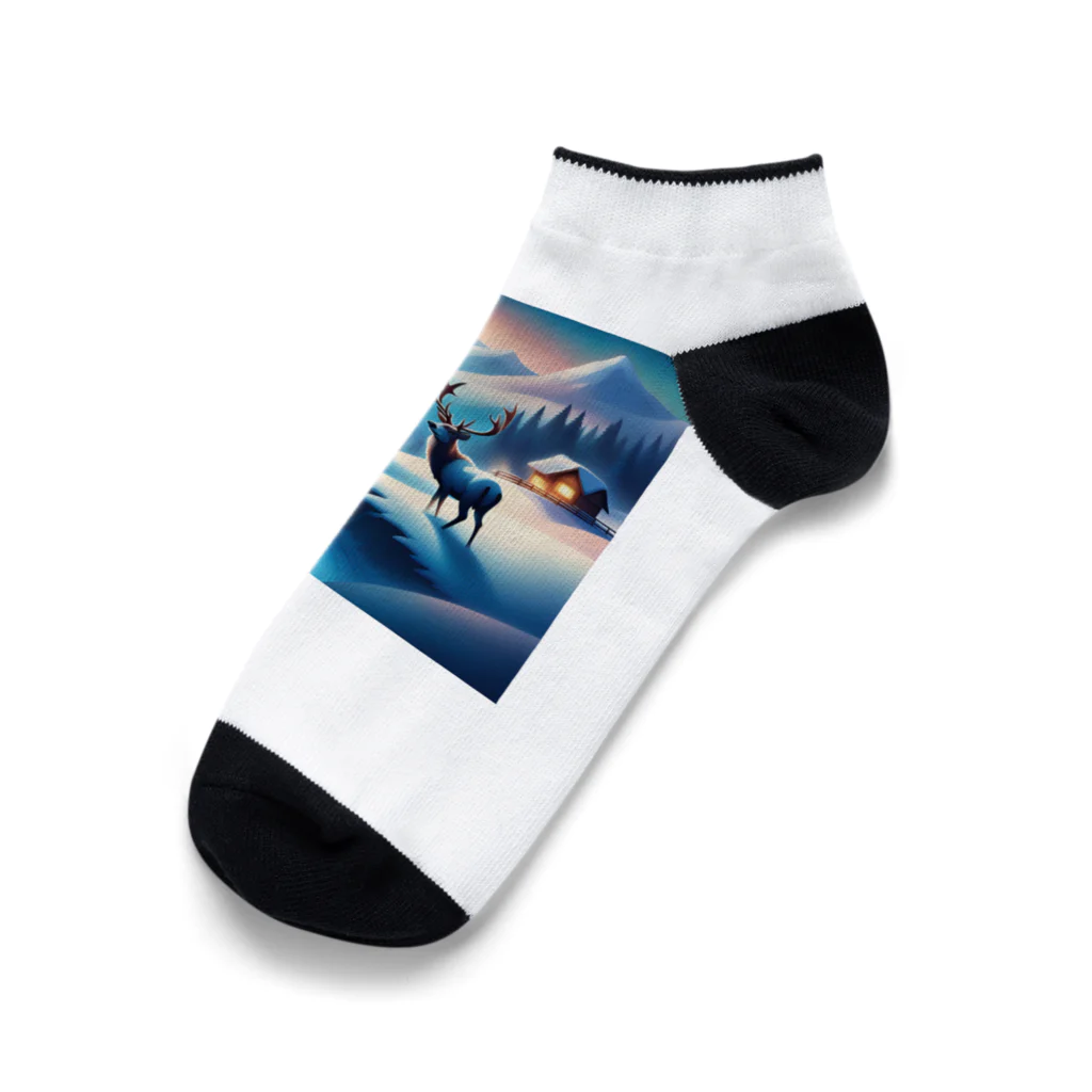 Passionista Lifestyle Emporium : 情熱的なライフスタイルエンポリウムの極光の冬景色とトナカイ Ankle Socks