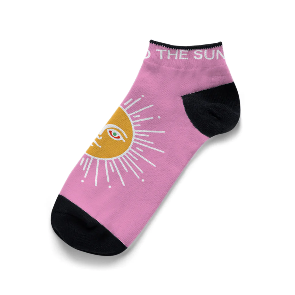 NAMM3 AND THE SUNの南無三の太陽　くるぶしソックス　白輪郭　ピンク Ankle Socks