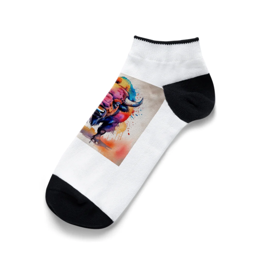 【ma chérie】A treasury of love.のカラフルバッファロー Ankle Socks