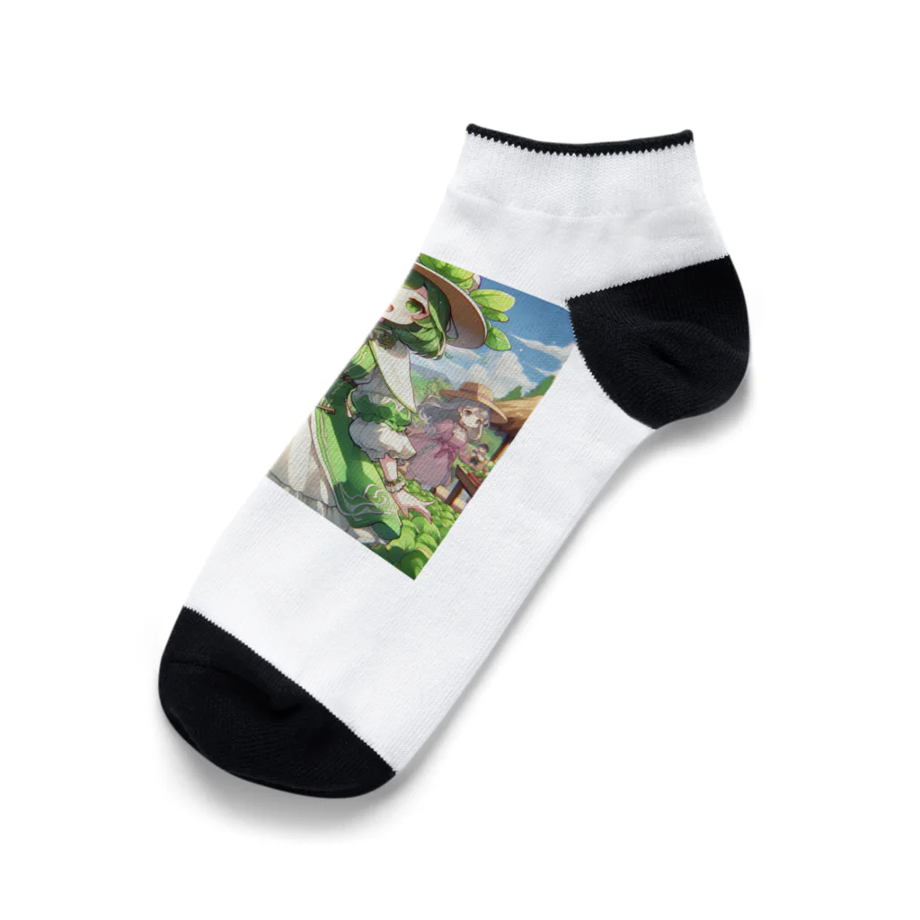 大地の宝物のほうれん草をモチーフにしたアニメキャラクター「スプリナ」 Ankle Socks