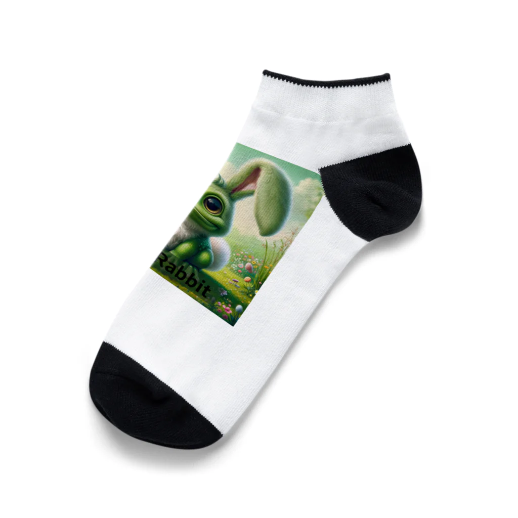 5168のカエルｘウサギ Ankle Socks