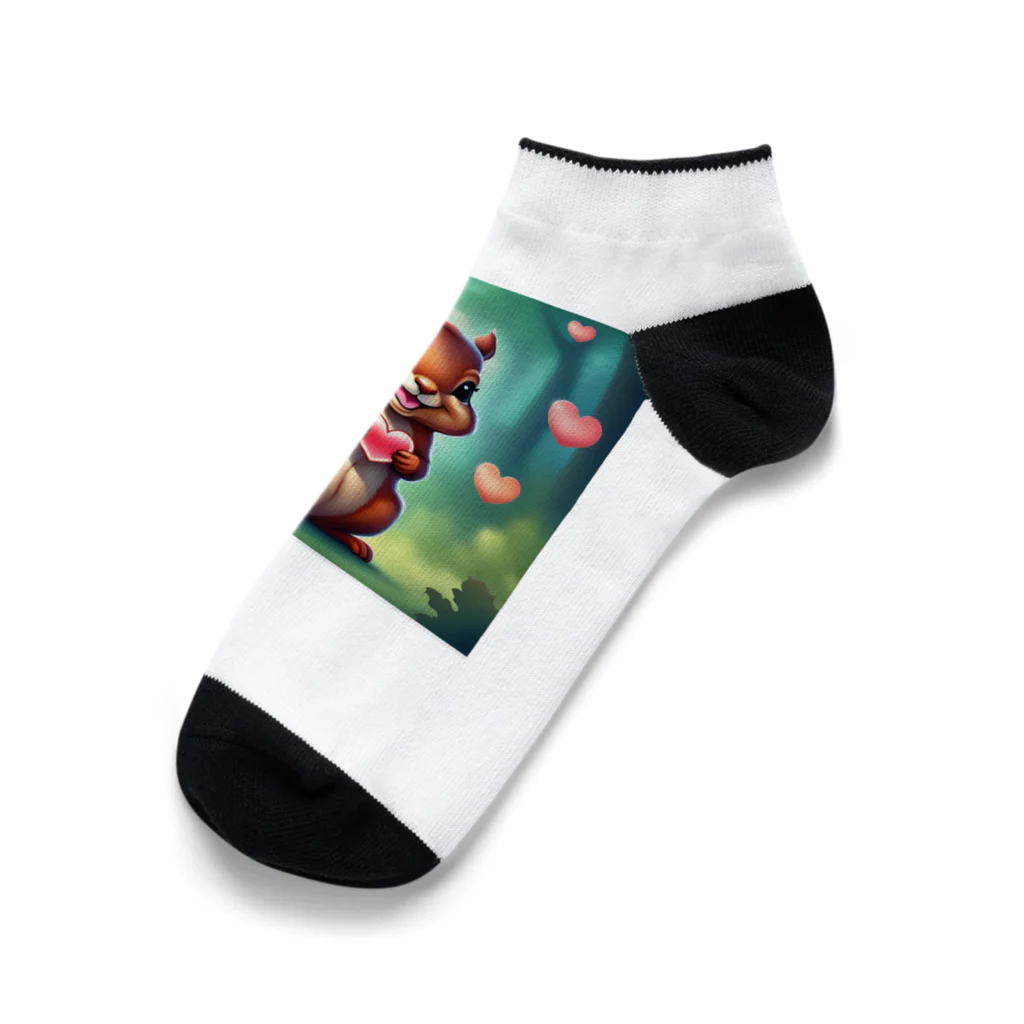 cute animal worldのかわいいリスさんワールド Ankle Socks