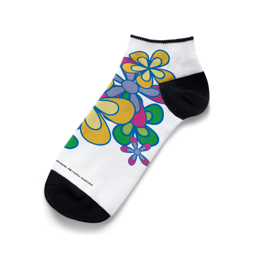 ファンシーTシャツ屋のカラフルフラワーアート Ankle Socks