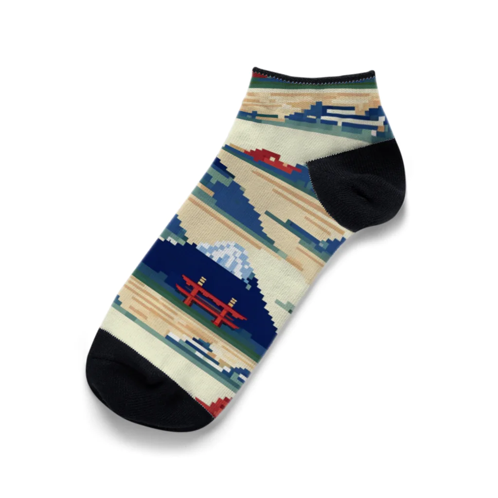 curtisの富士山ピクセルアート Ankle Socks