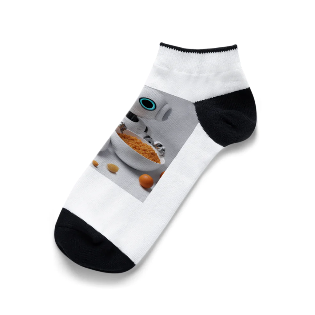 d-design-labのごはん食べてるロボ Ankle Socks