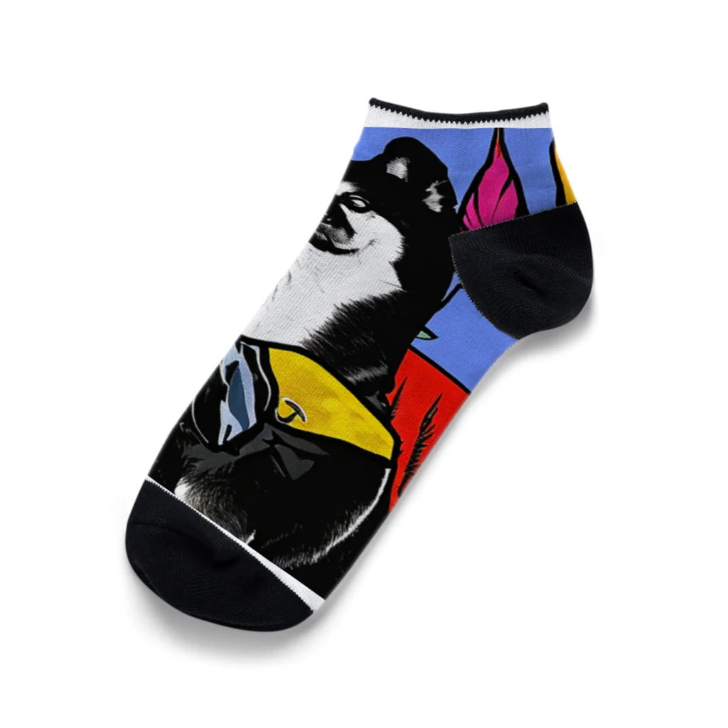 hirokikojimaの純和風の黒柴 Ankle Socks