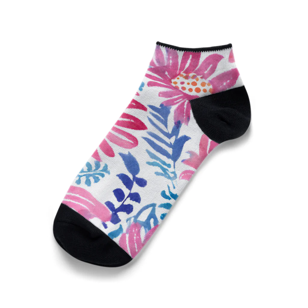 OkometoOmochiの花柄.b Ankle Socks