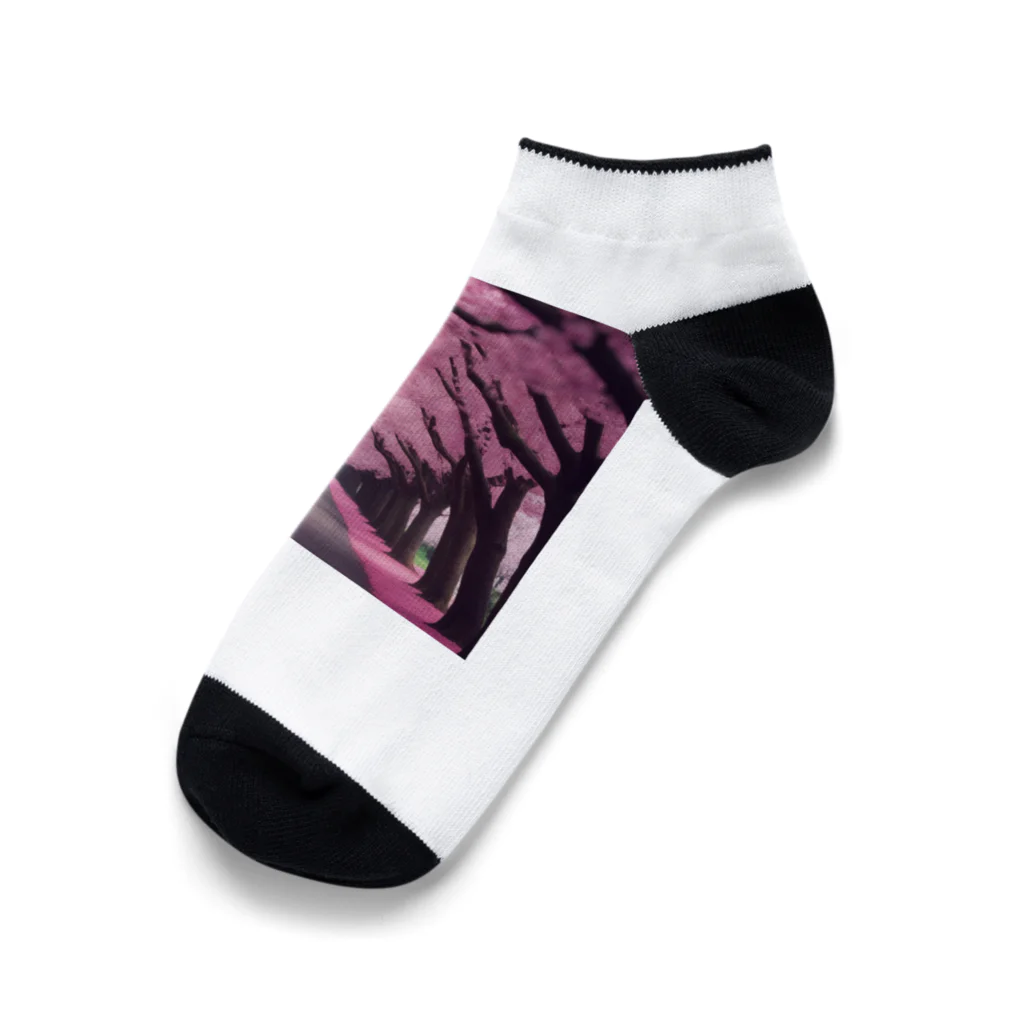 りばーあにまるの満開の桜道 Ankle Socks