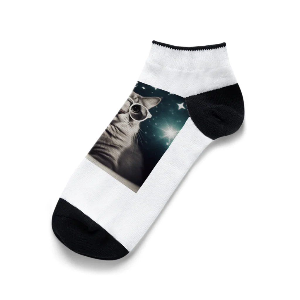 宇宙屋さんの宇宙旅サングラスねこ Ankle Socks