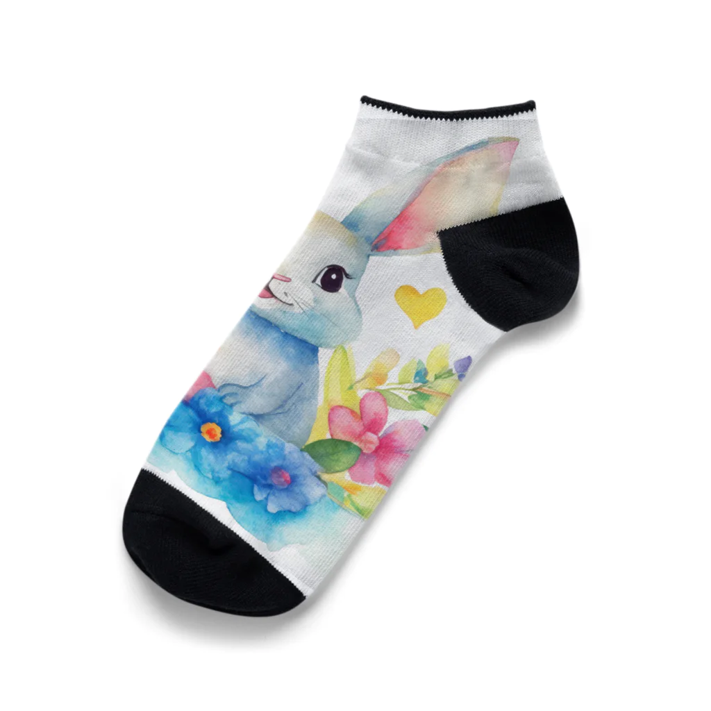 うさぎやの花に囲まれたうさぎ2 Ankle Socks