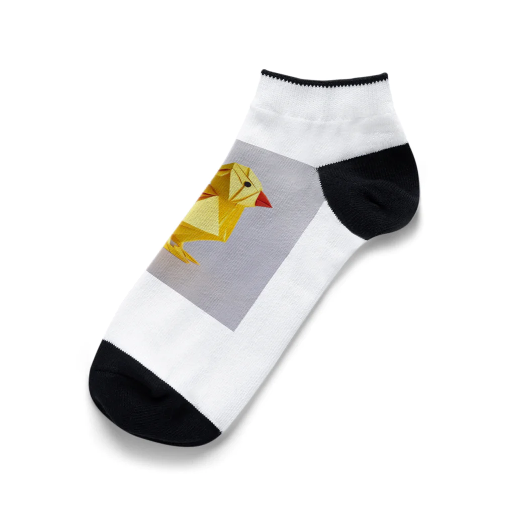 いろとりどりのどうぶつの折り紙ひよこグッズ Ankle Socks