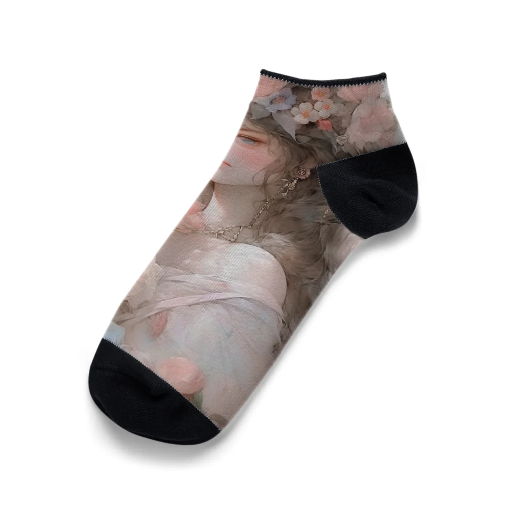 AQUAMETAVERSEのバラの花束と女性　なでしこ1478 Ankle Socks