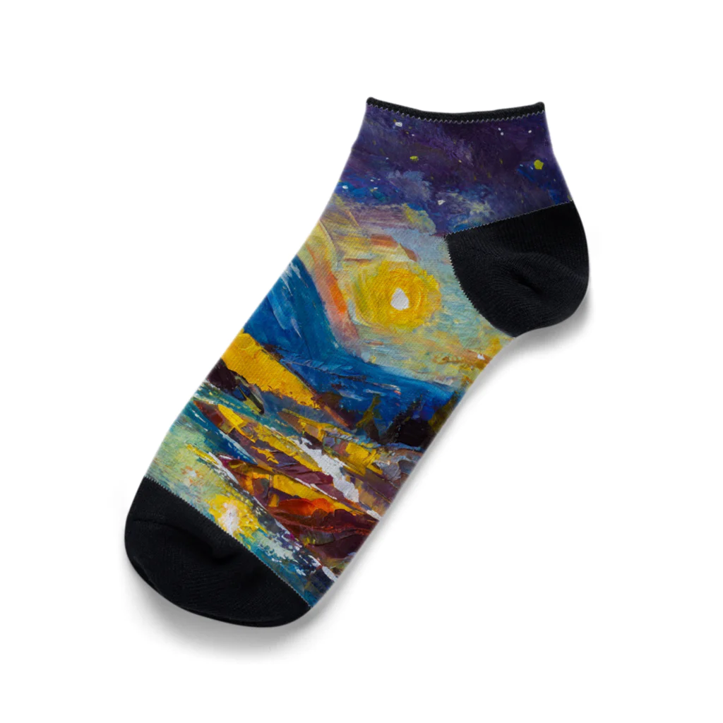 .nekoのAI絵画「夜」 Ankle Socks