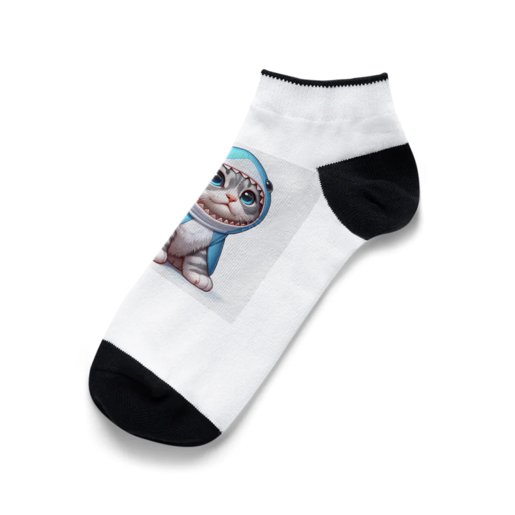 IloveCatのサメのフードを被った子猫 Ankle Socks