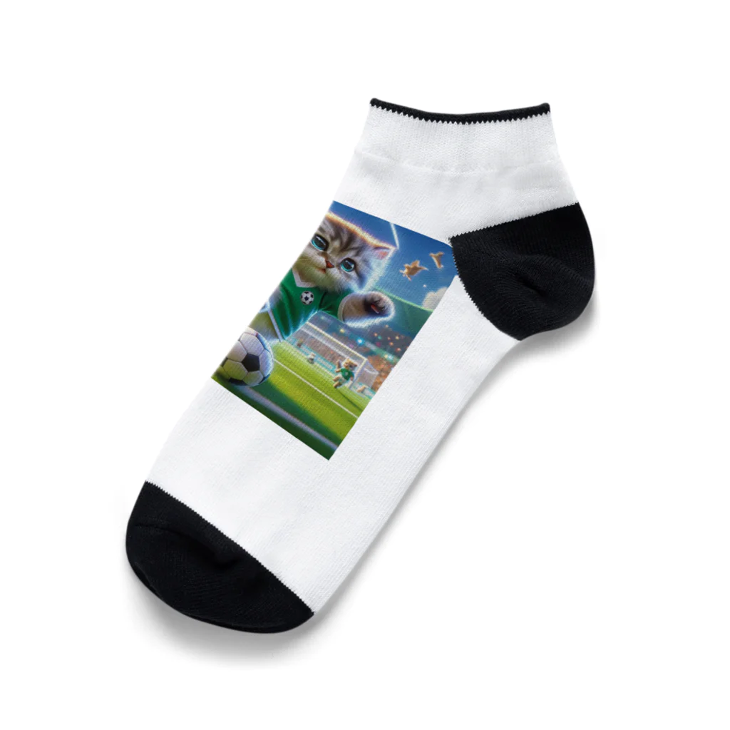 スポーツにゃんこ大戦争のサッカーにゃんこ Ankle Socks