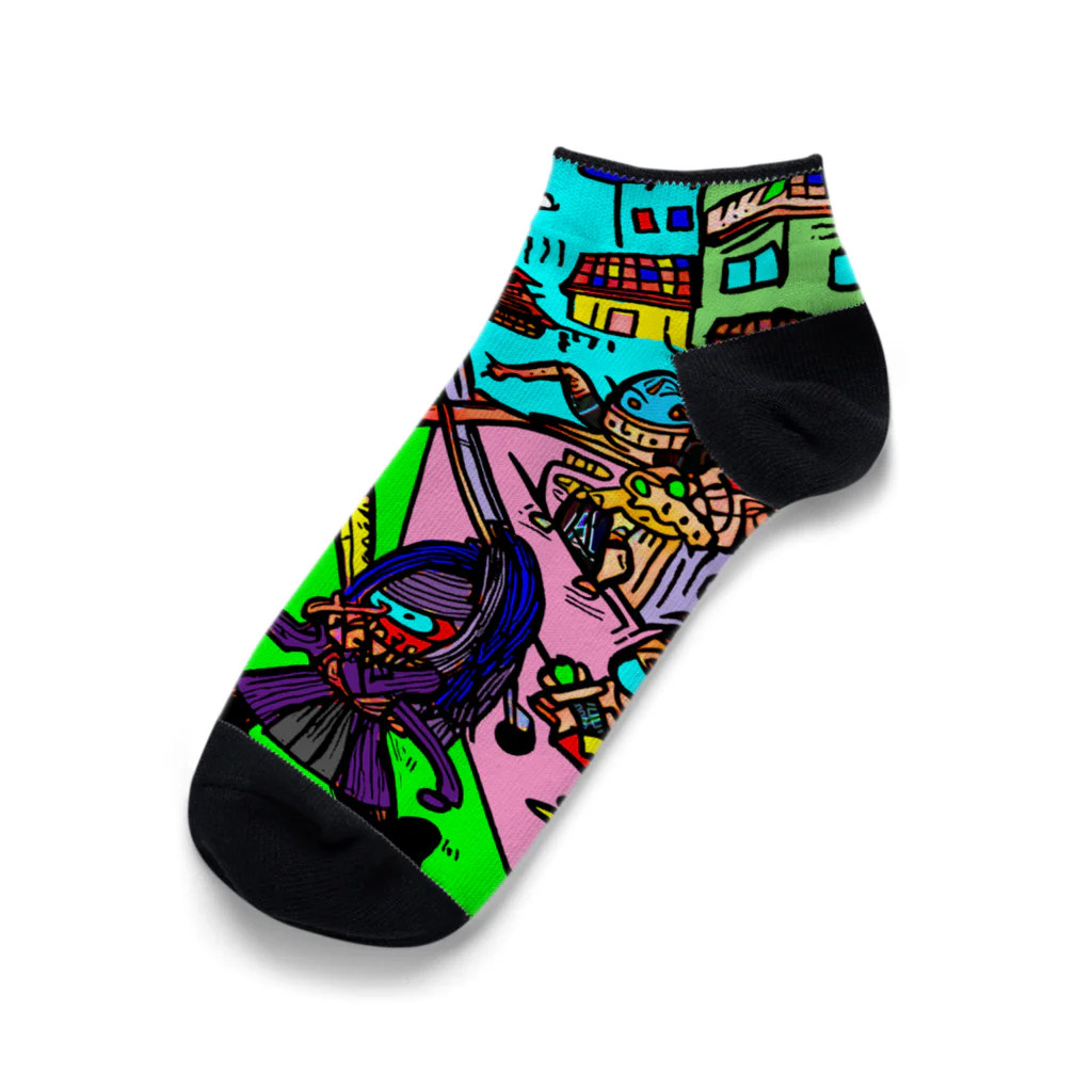 Ａ’ｚｗｏｒｋＳの宇宙人類皆兄弟 HORIZONTAL Ankle Socks