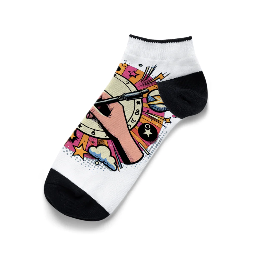 momonekokoのキャンバスに絵を描く女性 Ankle Socks