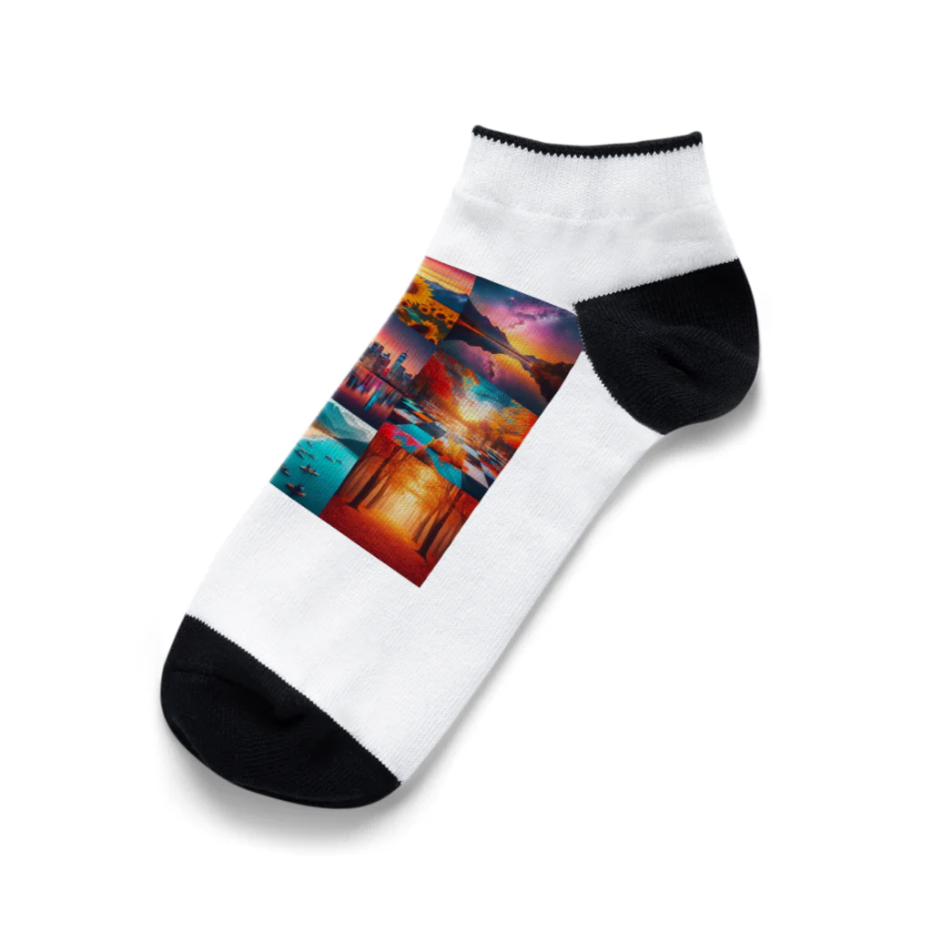 HAPPYTimeのカラフル背景 Ankle Socks