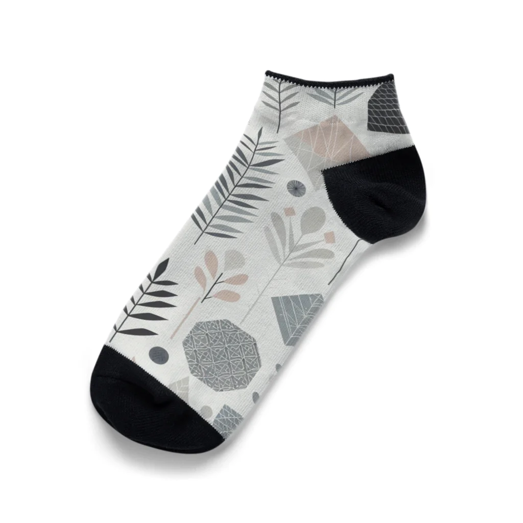 Green__teaのScandinavian Pattern_Leaves Ankle Socks