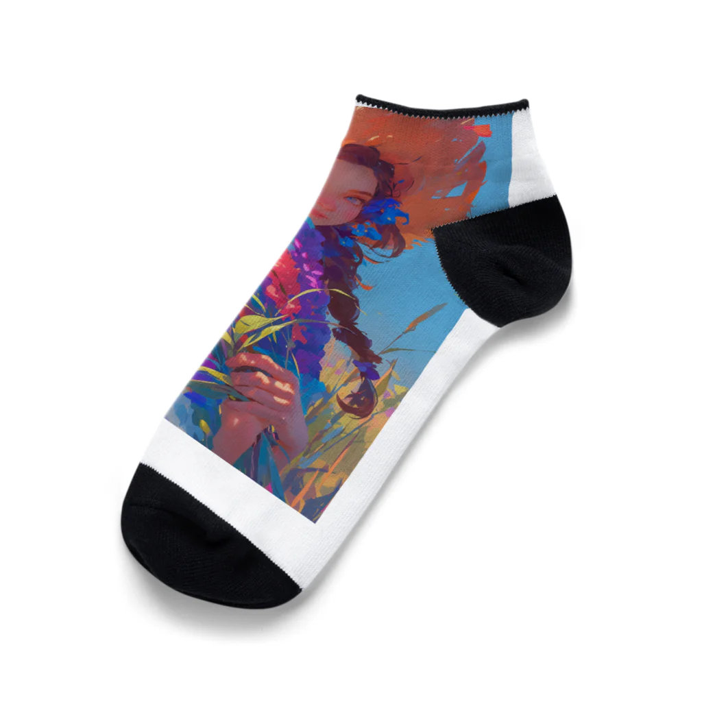 AQUAMETAVERSEのツバの広い帽子と春の花　ラフルール　1859 Ankle Socks