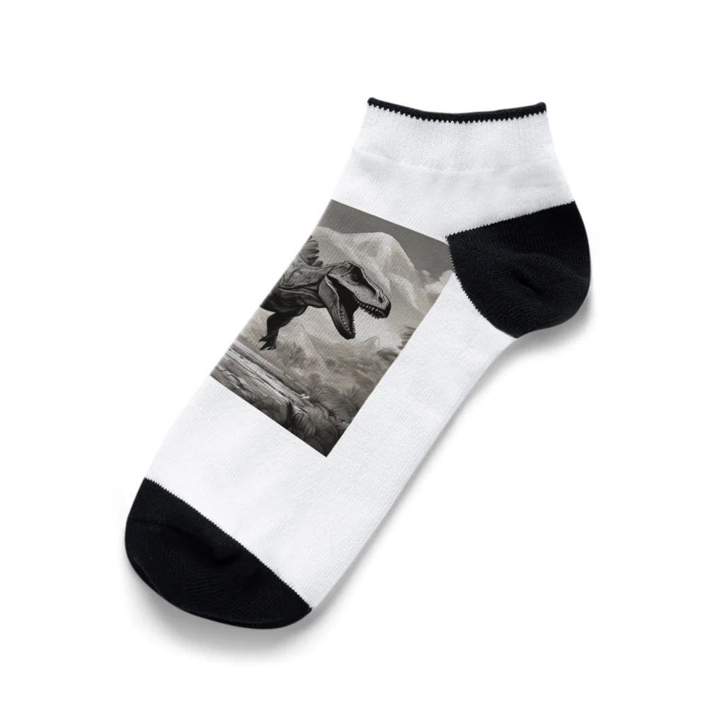 konyuの白黒恐竜 Ankle Socks