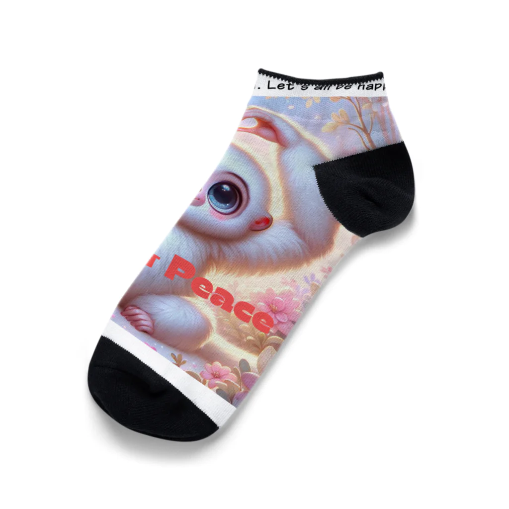 dreamy-designのLOVE&PEACE　シロテナガザルくん Ankle Socks