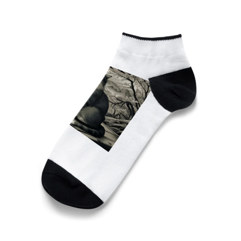 猫XショップX猫の白夜の猫クン Ankle Socks