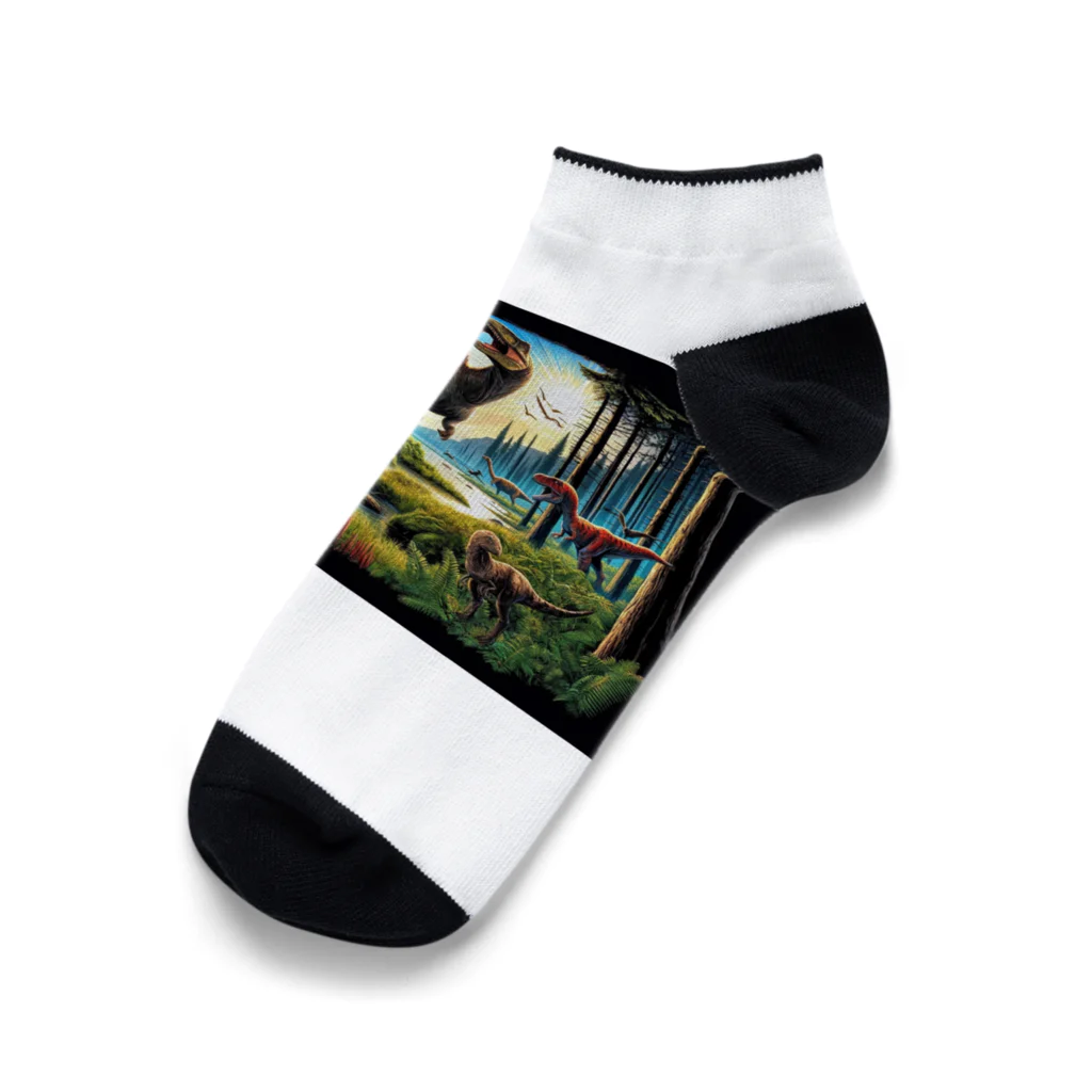 恐竜ガオガオの恐竜Ｔシャツを着て福井恐竜博物館へ行こう！ Ankle Socks