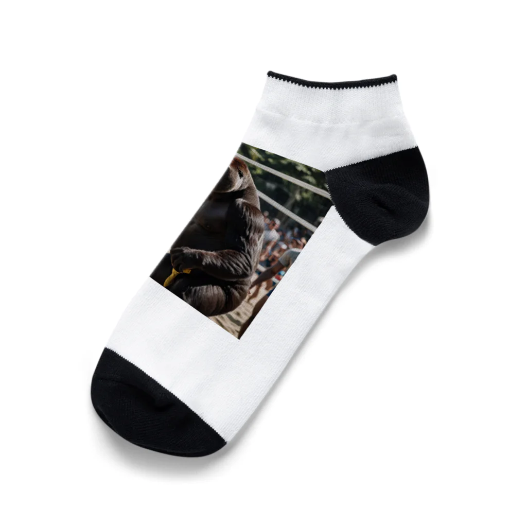 7716のビーチバレーしてるゴリラ Ankle Socks