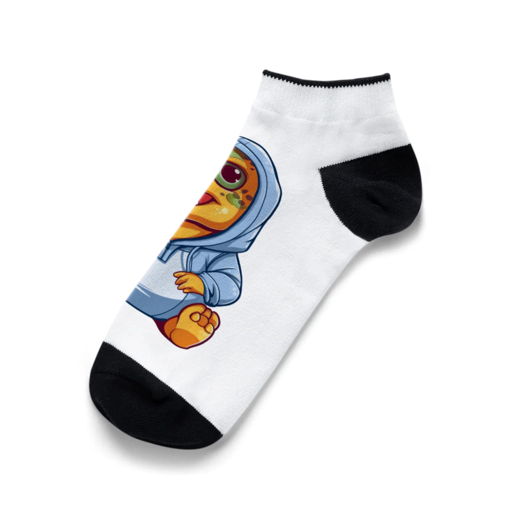 Vasetti_pressの青パーカーを着たティラノサウルス Ankle Socks