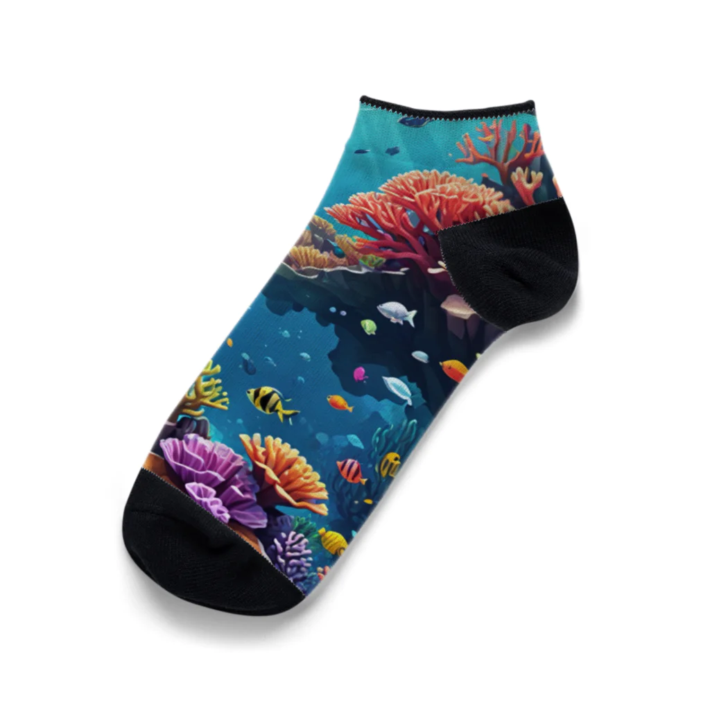 asuto_20のローポリ風サンゴ Ankle Socks