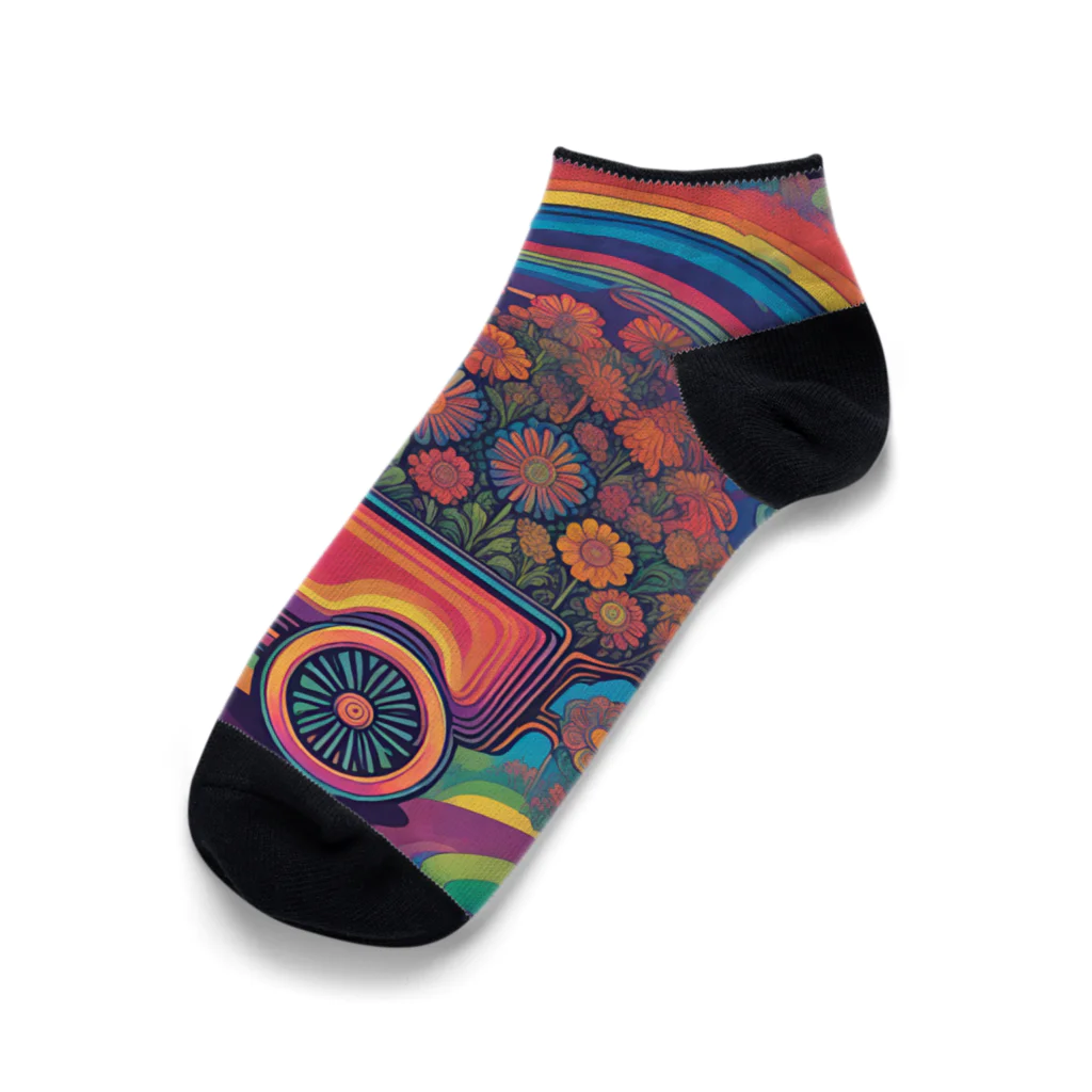 ricomacoの花車 Ankle Socks