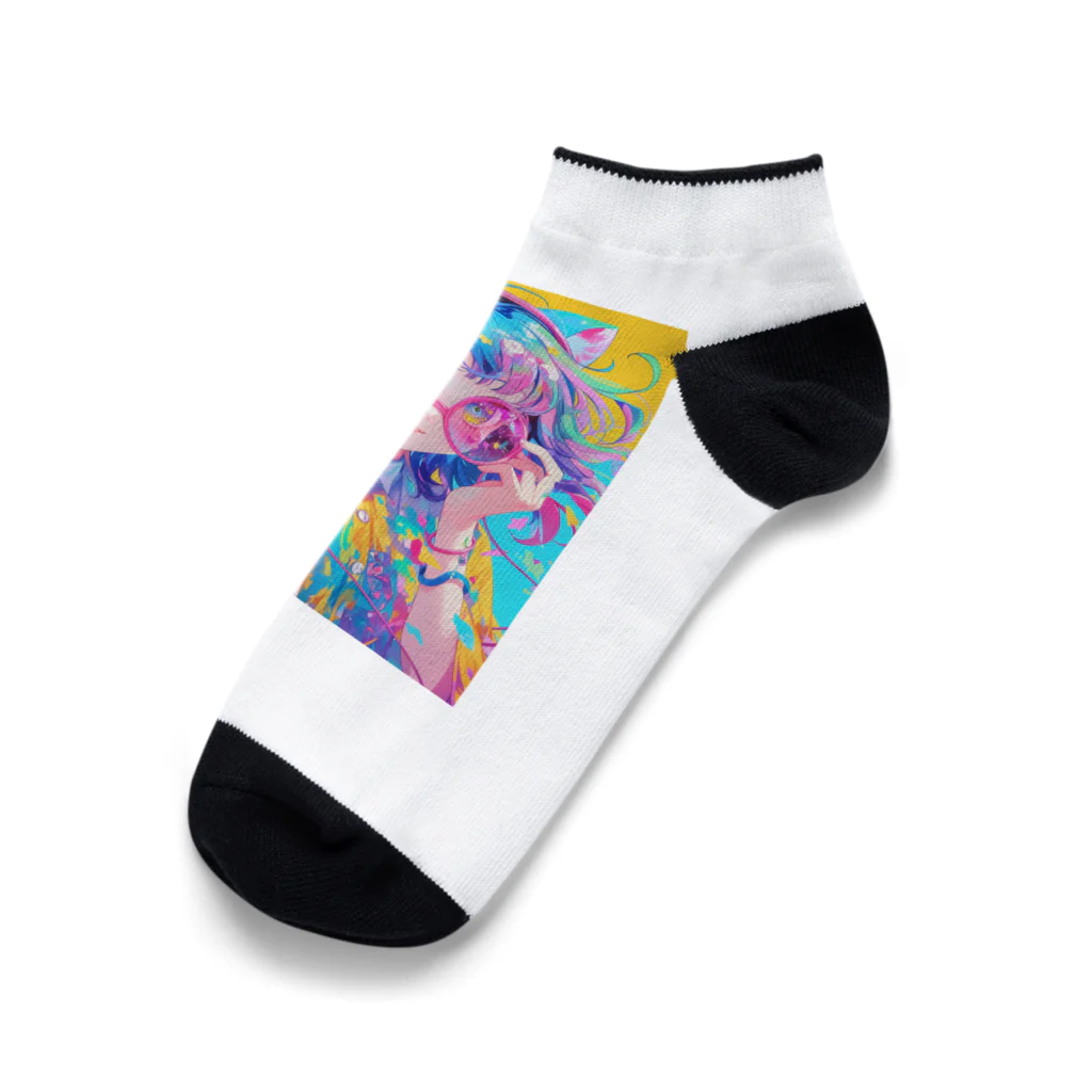 no_mi_Ke08のメガネの可愛い女の子のキャラクター Ankle Socks