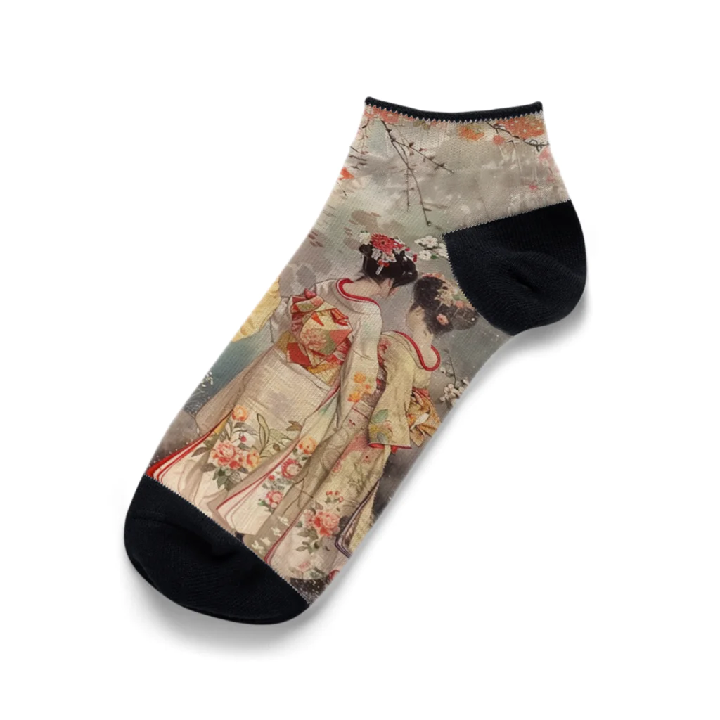 AQUAMETAVERSEの優雅な花見桜の花満開　なでしこ1478 Ankle Socks