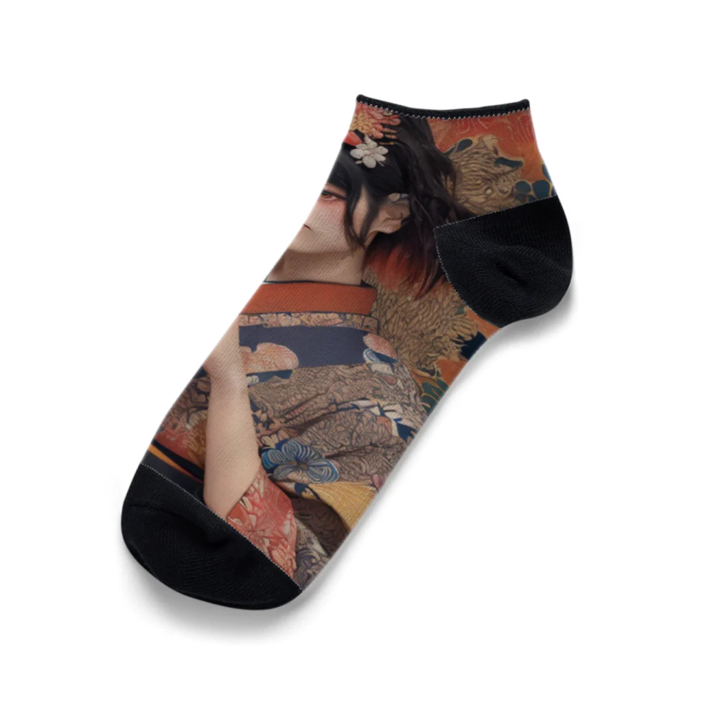 Omaniの浮世絵風美女 Ankle Socks